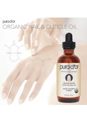 PURA DOROrganic Nail Cuticle Oil 4oz Enriched with Biotin Vitamin E Natural Ingredients Nourishing Treatment for Nail Growth Healthy Beds