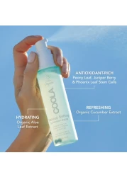 COOLA Organic Makeup Setting Spray with SPF 30 Hydrating Makeup Protection Sunscreen made with Cucumber Aloe Vera Dermatologist Tested Alcohol Free 15 Fl Oz