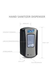 PurellLTX12 TouchFree Hand Sanitizer Dispenser ChromeBlack for 1200 mL PURELL LTX12 Hand Sanitizer Refills Pack of 1 192804