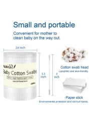 Baby Cotton Swabs Paper Sticks Cotton Buds for Baby Ear Nose Clean200PcsSpiral and Pointed