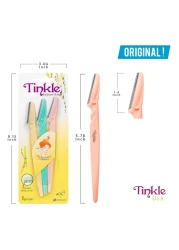 Dorco Tinkle Eyebrow Razor 3 Pack Hair Trimmer Dermaplane Tool Facial Razor with Safety Cover for Fine Hair Removal Perfect Beauty Gift Gift Set Spa Day