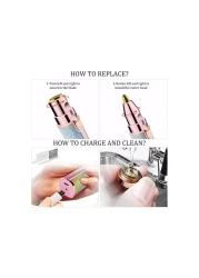 2 in 1 Eyebrow Trimmer &amp; Facial Hair Remover for Women, Rechargeable Eyebrow Razor and Painless Hair Removal, Hair Trimmer and Body Shaver for Lips Nose Face with Two Replacement Heads &amp; LED Light