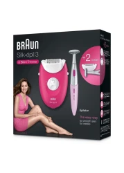 Braun Silk Epil 3 Epilator Plus Massage Rollers And Bikini Trimmer 3420 Pink