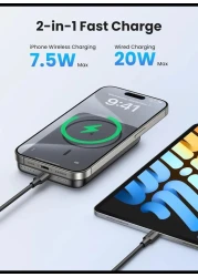 Radiotronics Magnetic Wireless Power Bank Fast Charging, 10000mAh MagSafe-Compatible Portable Charger PD 20W USB-C Battery Pack Compatible with iPhone 15/14/13/12 Plus/Pro/Pro Max/Min