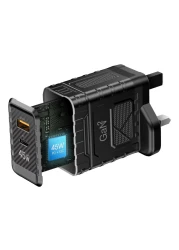 سيلايريز شاحن غان 2 بيدي باللون الأسود بقدرة 45 وات مع كابل شحن باللون الأسود بقدرة 60 وات