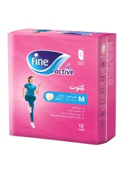 Fine Active Female Postpartum Diapers Medium Size Pack Of 12 Pull-Ups