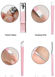 18pcs Professional Pedicure &amp; Manicure Tool Kit Nail Clippers Set with Acne Needle Nail File Trimmer Nose Hair Eyebrow Scissors Tool for Hand Foot &amp; Face Care