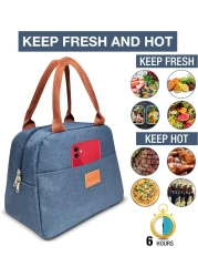 ماهمير شنطة غداء معزولة للرجال والنساء والاطفال مع مقابض حزام، شنطة غداء معزولة بفتحة واسعة وسهلة التنظيف، صندوق غداء معزول للمكتب والعمل والمدرسة والنزهات والسفر، مبرد حراري مانع للتسرب (ازرق)