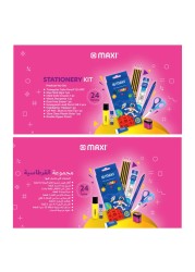 Maxi Double Zipper Pencil Case Stationery Kit Pink