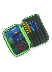 Maxi Double Zipper Pencil Case Stationery Kit Black