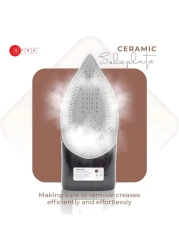 AFRA Steam Iron, 2600W, 350ml capacity, Black &amp; Gold, Ceramic Coated Soleplate, Vertical Steam, ESMA Approved AF-2600IRBG, 2 Years Warranty.