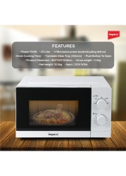 Impex 20L Microwave Oven - 700W Power, 5 Power Levels, 1100W Consumption, 2-Year Warranty, 50Hz/60Hz Frequency, Efficient Cooking Appliance with 20 Liters Capacity - MO 8101A