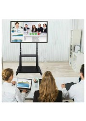 HYX Mobile TV Cart TV Stand With Lockable Wheels for 32 to 75" Inch Plasma LCD LED Flat or Curved Screen TVs up to 100lbs - Height Adjustable (32-75 inch)