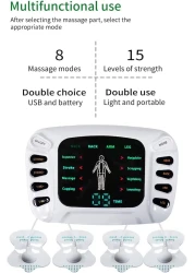 Multi-Function Digital Therapy Massager Machine - Electrotherapy Pain Relief, EMS TENS Therapy, Portable Electric Muscle Stimulator, Adjustable Intensity