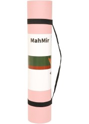 MahMir Yoga Mat Anti-Slip Exercise Mat with Carrying Bag Fitness Mat for Pilates 183CM*61CM*6MM Thickness for Woman Man Beginners Dark (Pink + Light Grey)
