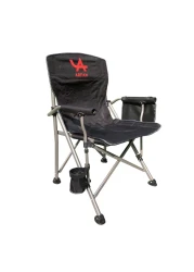 Foldable Camping Chair with Ergonomic High Back, Cup Holder, Adjustable Feet, and Storage Bag &ndash; Heavy-Duty Portable Outdoor Chair for Camping, Beach, Fishing, and Picnics - Blue/Black