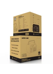 محطة طاقة محمولة جرين لايون 72000mAh، بطارية 230Wh، طاقة 500-600W، مخرجات AC، USB-A، Type-C، شحن لاسلكي، ضوء LED، أسود
