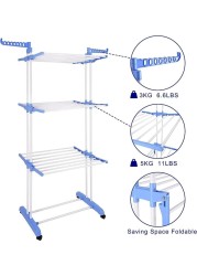 3-Layer Clothes Drying Rack, Heavy Duty Folding Clothes Hanger with Adjustable Wings – Indoor & Outdoor Use, Double 3-Layer Cloth Drying Stand