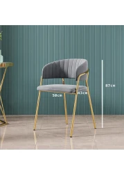 Jeffcoco Furniture Modern Comfortable Velvet Living Room Chair Gold Legs Dining Chair For Restaurant Home Furniture (Grey)