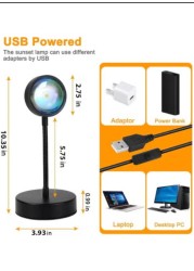 Radiotronics Sunset Lamp Projector Led Lights for Bedroom Night Light RGB Lights Sun/Sunlight/Sunrise Lamp 10w 360° Rotation Rainbow Projection Room