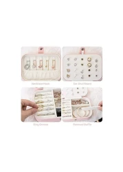 Jewelry Box Travel Jewelry Organizer Cases, Double Leather Jewel Cabinet Gift Case Jewelry Display Storage Case Jewelry Storage Box for Necklace Earrings Rings Bracelet pink