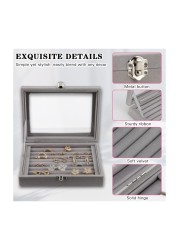 6 Slots Glass Wooden Wrist Watch Box with Cherry-red Watch Storage Organizer with Glass display Top and Locking Clasp gift Jewelry Case Organizer Velvet Display Rack Storage Case