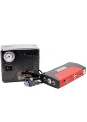 Portable Car Jump Starter Battery Pack with Powerful Booster Cable, Air Compressor, Extra Battery, Jumper Cable, Tire Inflator & LED Light 2 USB/DC 12V Ports