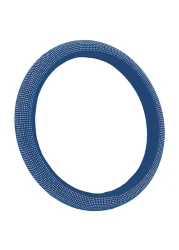 غطاء عجلة قيادة مزين بأحجار الراين القماشية أزرق