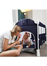 Teknum 4 in 1 Baby Bedside Co - Sleeper Bassinet and Playpen wt Rocker Navy Blue