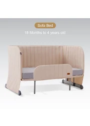 Teknum All In One, 0-4 Years Bedside Crib Cot &amp; Sofa Expansion Pack - Ivory