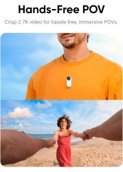 Insta360 GO 3 (64GB) – Small & Lightweight Action Camera, Portable And Versatile, Hands-Free POV, Mount Anywhere, Stabilization, Multifunctional Action Pod, Waterproof, For Travel, Sports, Vlog