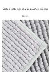 Mei Lifestyle Soft Microfiber Bath Mat, Quick-Dry, Absorbent Chenille with Rubber Backin, Machine Washable Bathroom Mat, Grey