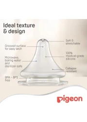 Pigeon SofTouch Peristaltic Plus Wide Neck Silicone Teat 01869 Large Clear 2 PCS