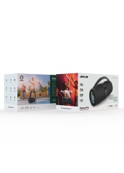 سماعة بورودو جرين لاين Parma Pro اللاسلكية، إضاءة RGB، مقاومة للماء IPX6، بطارية 4000mAh، 6-7 ساعات وقت تشغيل، مسافة Bluetooth 10م، شحن Type-C، شاشة رقمية - رمادي
