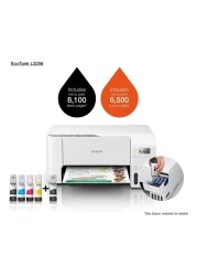 إبسون إيكوتانك L3256 طابعة بتقنية الواي فاي متعددة الوظائف مع نظام خزان الحبر - بيضاء