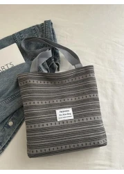 Korean Style Retro Casual Work Tote Bag For Women 2025 New Fashionable Canvas Satchel Shoulder Bag