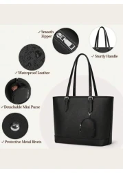 NEWHEY حقائب يد للنساء من الجلد حقيبة كتف سعة كبيرة حقائب يد وحقائب محمولة مع جراب صغير قابل للإزالة