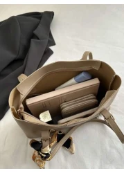 حقيبة كتف نسائية عالية الجودة ذات لون أحادي الخفيفة الوزن، متعددة الاستخدامات، ذات طراز راقي جديد