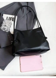 Women s Fashion Simple PU Leather Tote Bag Casual Large Capacity Solid Color Underarm Bag Simple All Match Daily Commuting Work Shoulder Bags Portable Travel Vacation Storage Satchel Purse Soft Qualit