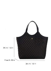 Lightweight Business Casual Large Capacity Double Handle Quilted Shoulder Tote Bag For Female Flower Decor Quilted Top Handle Bag For Teen Girls Women College Students Rookies White Collar Workers Per