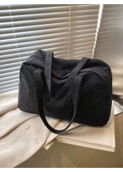 Large Capacity Nylon Shoulder Bag Solid Color Women s Casual Travel Handbag Tote Bags For Students Multiple Compartments Perfect For Beach School Work Daily Use