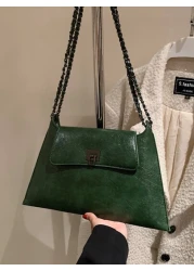 Fashionable And Elegant Street Vacation Solid Color Chain Vintage Tote Envelope Shoulder Bag Versatile For Shopping And