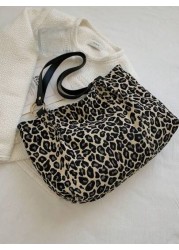 New Fashion Leopard Print Large Capacity Shoulder Under Arm Casual School Tote Bag Fashion Leopard Print Bag