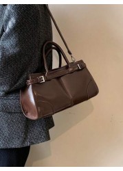 Women s Glossy Tote Bag Large Capacity Fashion Handbag With Detachable Shoulder Strap Coffee Color