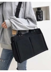 Large Capacity Canvas Tote Bag With Multiple Pockets For Casual Use Simple Canvas Tote Bag Wide Strap Crossbody Bag Multi Pockets Handbag for Travel