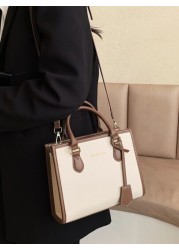BELLEBORG Old Moeny Lightweight Business Casual Letter Detail Contrast Binding Square Bag For Women Rookies White Collar Workers For Teen Girls Women College Students Rookies White Collar Workers Perf