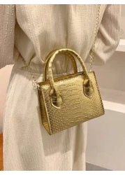 Fashion Metallic Snakeskin Texture PU Handbag