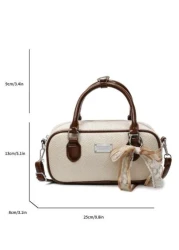 Soft Leather Boston Tote Bag Large Capacity Mother Handbag With Plush Doll Charm Versatile Shoulder Bag For Commuting All Year Round Autumn Winter New Design