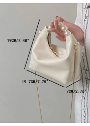 Fashionable Minimalist Casual Mini Faux Pearl Decor Satchel Bag For Girl Teen Girls Women