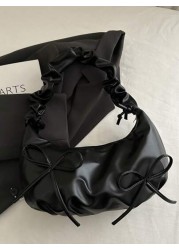 Cross Border Korean Style Elegant Ruffle Cloud Bow Handbag With Chain Shoulder Strap New Fashion Ruffle Underarm Bag